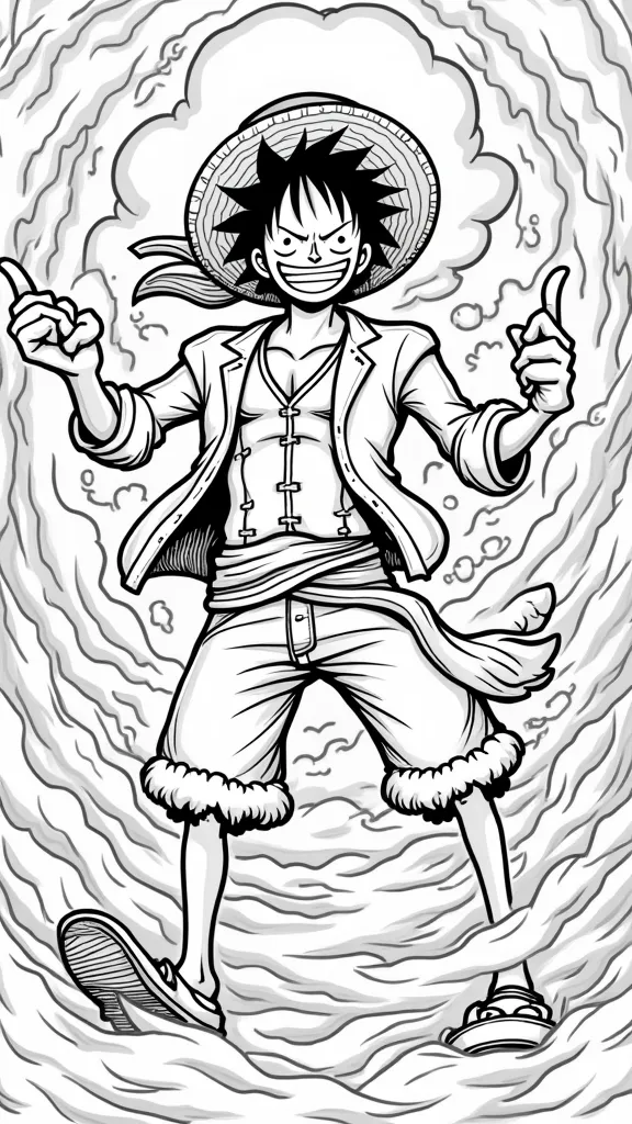 Luffy Gear 5 Página para colorear